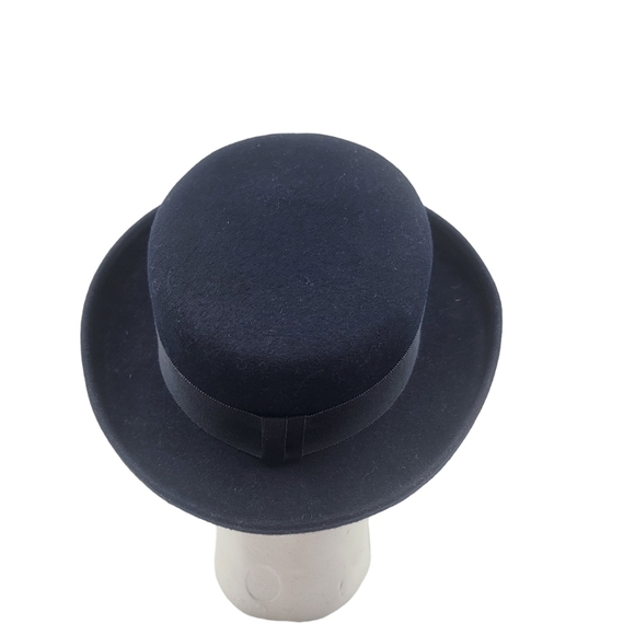 1960S Tina Too Bollman Hat Navy Wool Doeskin Felt Wide Brim Vintage 22.5in main image 4